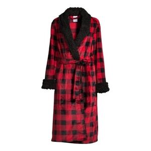 Secret Treasures Black & Red Scottish Plaid Plus Superminky Robe- Size: 18-20
